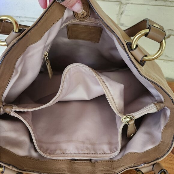 Euc Coach Campbell Belle Tan Leather Carryall Shoulder Bag - Picture 11 of 12